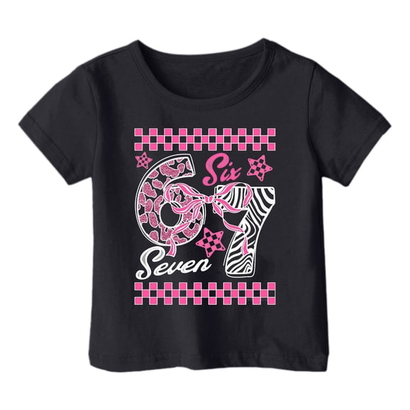 Tiijoy Toddler Girls 67 T-Shirt Oversized Short Sleeve T Shirt Graphic Tee, Sizes 3-4T