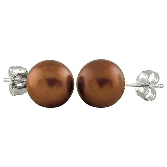 Brown cultured pearl post earrings