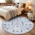 thumbnail image 5 of ICEANT Persian Style Round Area Rug, 5'x5' Round Vintage Anti-Slip Carpet for Living Room Bedroom, Boho Non-Shedding Mat for Balcony Floor, Light Blue, 5 of 5