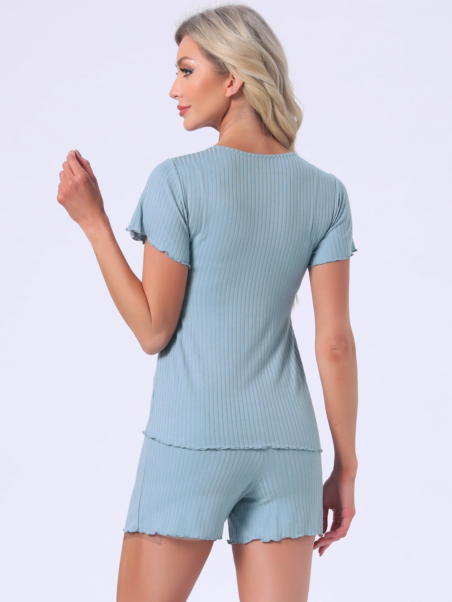 DARING DIVA Women's Nursing Modal Short Sleeves Postpartum Pajama Sets XL Blue