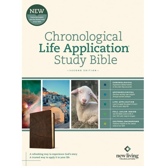 NLT Chronological Life Application Study Bible (Second Edition)-Heritage Oak Brown LeatherLike