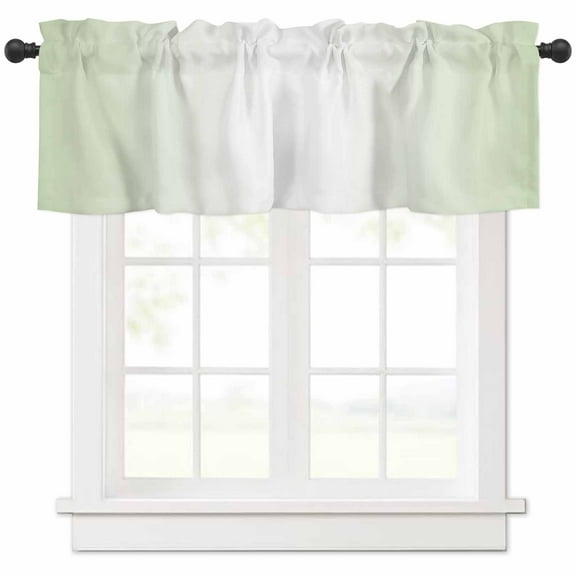 Hokiten Rod Pocket Curtain Valance, Light Green Ombre Farmhouse Window Valance for Living Room, Bedroom, Kitchen Modern Gradient Abstract Art 60"W x 18"L