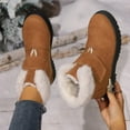 thumbnail image 3 of Rokment Winter Snow Boots for Women Fashion Thermal Comfortable Fuzzy Plush Lined Platform Low Heel Ankle Booties Brown Size 8.5, 3 of 7