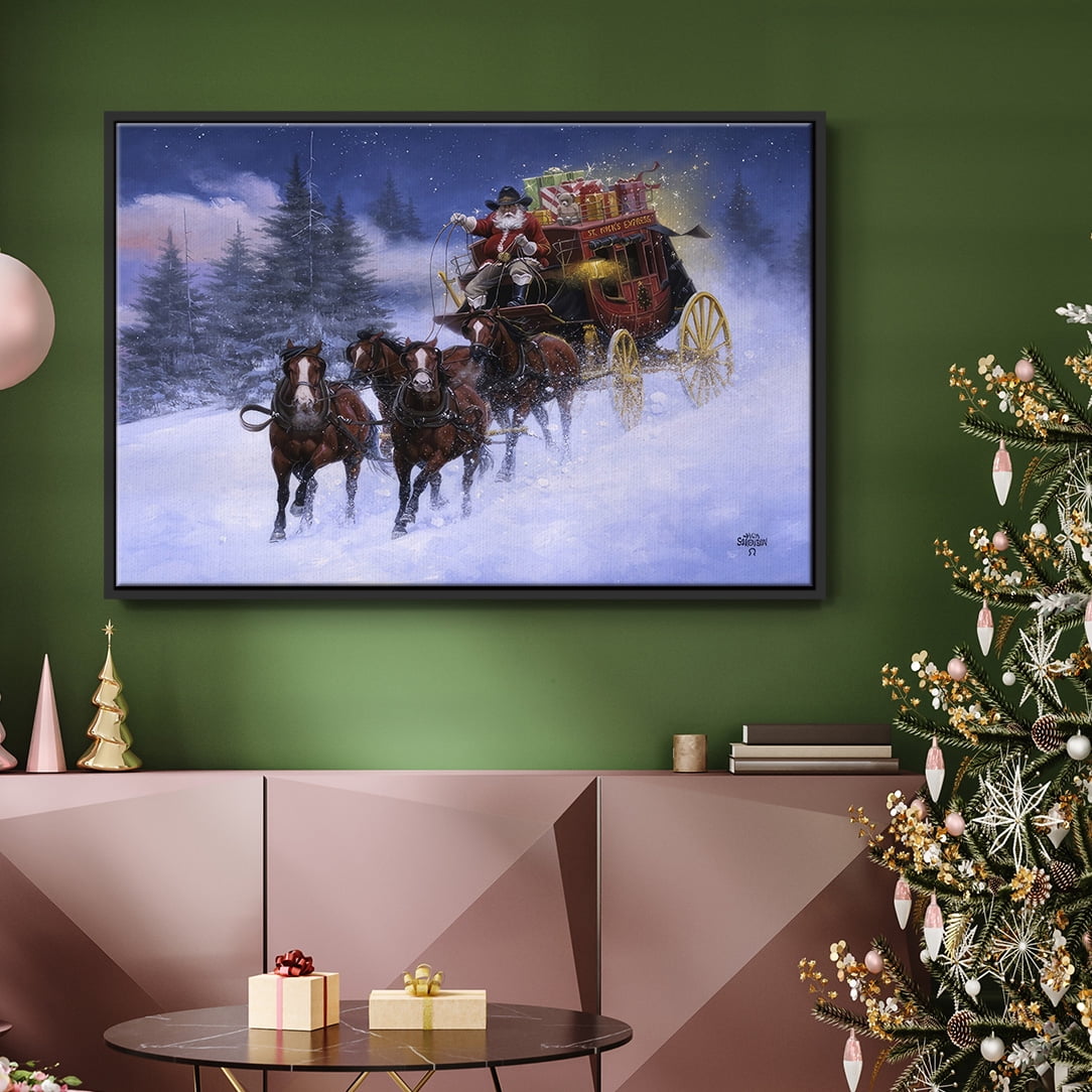 Nick's Express - Framed Gallery Wrapped Holiday Canvas - 17 x 25 - Black Frame