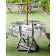 thumbnail image 4 of Fsddascl Sage Green Palm Tree Outdoor Tablecloth - 60 Inch Round Dining Table Cover, Tropical Botanical Summer Beach Waterproof Outdoor Table Cloth with Umbrella Hole & Zipper for Picnic/Patio/Party, 4 of 7