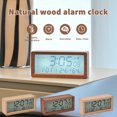 thumbnail image 3 of Electime Wooden Digital Alarm Clock with Calender, Temperature, Humidity and Snooze, Electric Clock for Home Bedroom, Battrey Powered, LCD Screen, 3 of 11