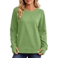 thumbnail image 5 of THNCYX Womens Crew Neck Long Sleeve Sweatshirt with Thumb Holes Solid Color Soft Casual Pullover Top for Everyday Comfort Wear S-2XL, 5 of 6