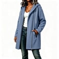 thumbnail image 4 of DISKEBUISS Women's Hooded Mid Length Coat Asymmetric Zipper Long Sleeve Jacket Casual Outerwear with Pockets for Fall Winter, 4 of 5