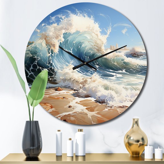 Designart "Beach Photo Coastal Euphony V" Nautical & Beach Oversized Wall Clock