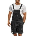 thumbnail image 4 of Fewfanhot Mens Denim Shorts Bib Overall Jean Romper Casual Loose Fit Ripped Knee and Frayed Hem, Chest Pocket with Adjustable Straps Jumpersuit, 4 of 7