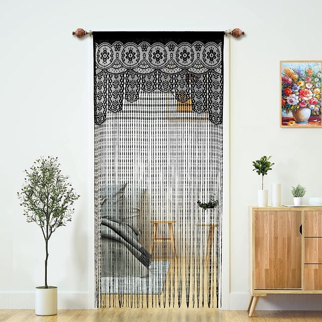 2stRumsavdelareDörröppningHippieFönsterpanelRumsavdelareVägggardiner(35×79in/90×200cm,svart)