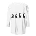 thumbnail image 3 of 3/4 Manga Tops para las Mujeres Pascua Floral Cuello Redondo Suelto Camiseta Moda Casual, 3 of 5