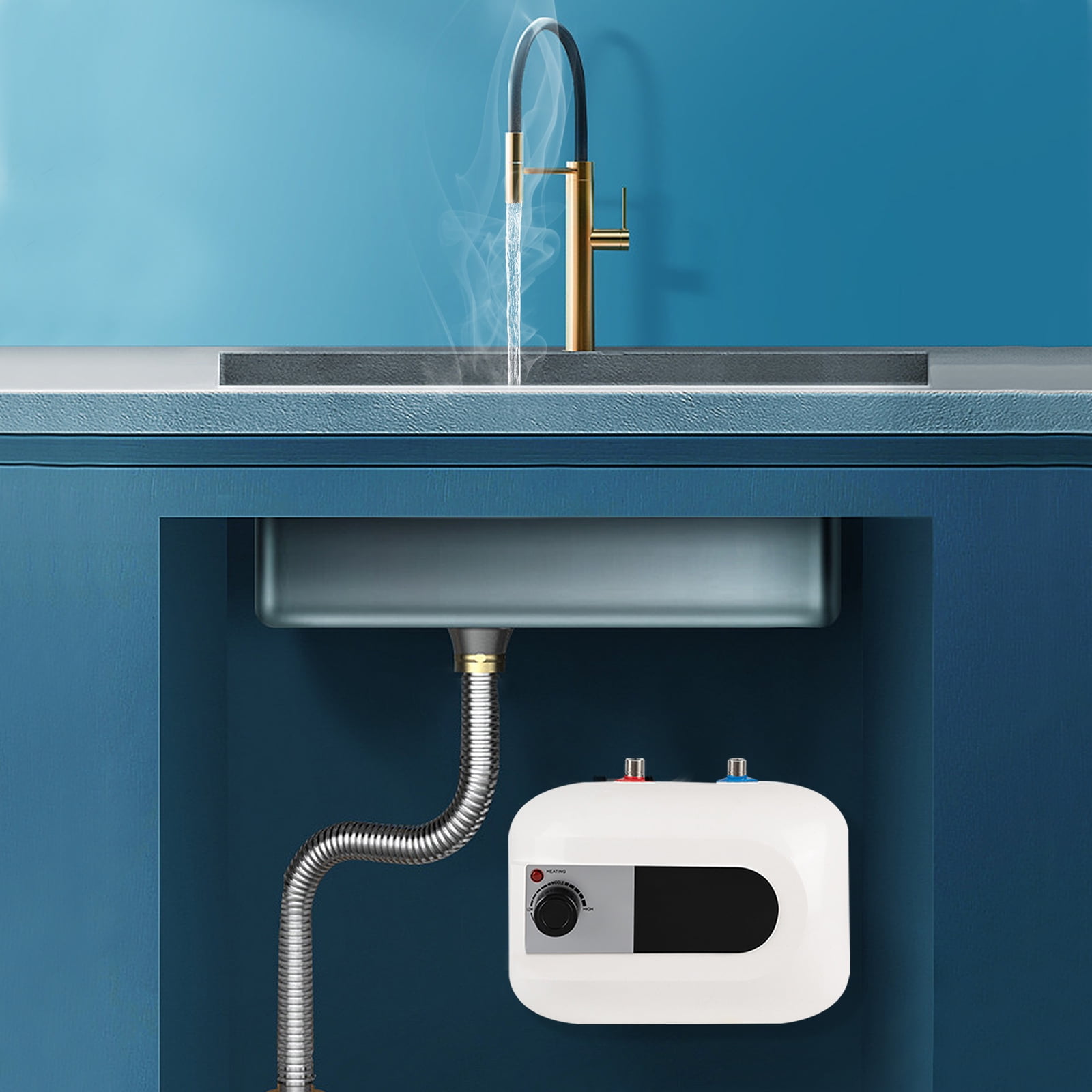 Electric Water Heater  Instant Water Heater Under Sink with Safety Valve Portable Mini Water Heater for Sinks Kitchens Bathrooms RVs