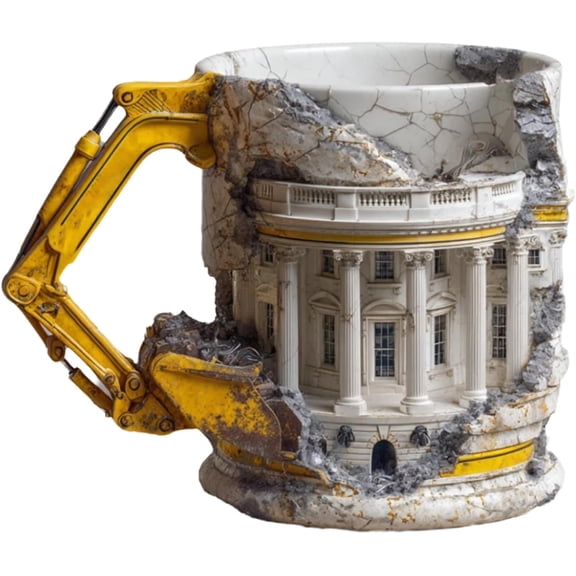 Someone Lied Demolition Mug, 3D Excavator Shape Ceramic Coffee Cup with Handle, Funny Construction Themed Novelty Gifts for Office Home Daily Use(1Pc)