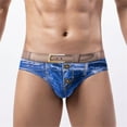 thumbnail image 2 of snowsong Mens Underwear Mens Swim Trunks Men's Denim Printed Underwear Cotton Briefs Bag Sexy Fashion Soft Comfortable Large Mens Sexy Underwear Blue 4XL, 2 of 6