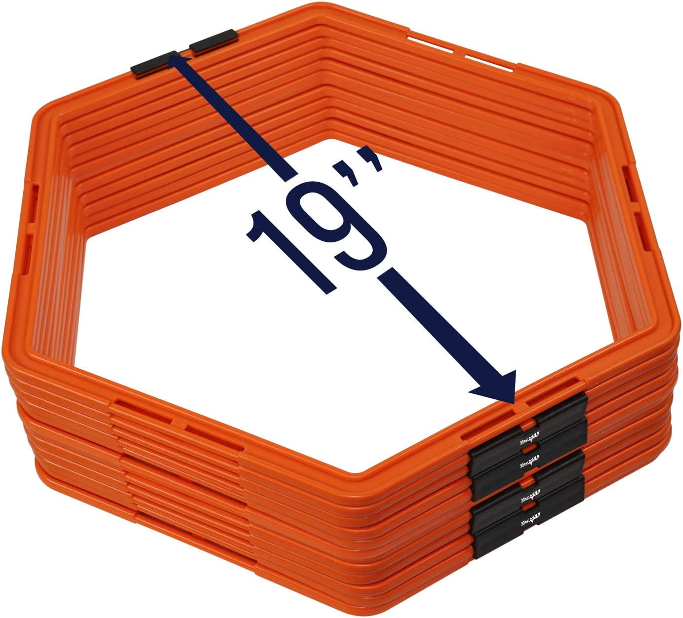 Yes4All Hexagon Agility Rings With Carrying Bag, 12 Rings, Orange