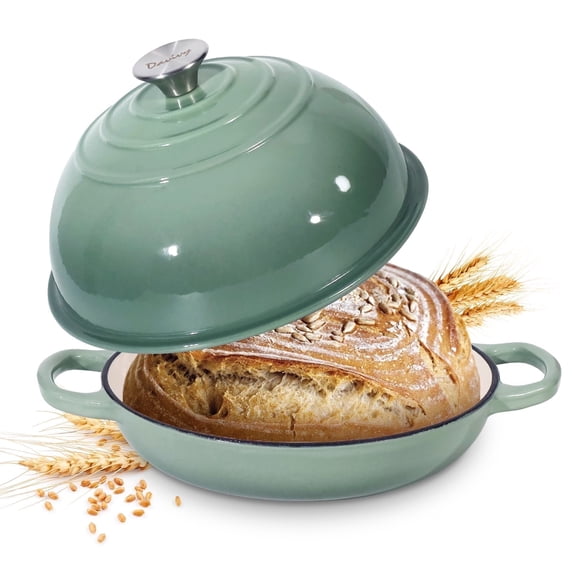 Davivy 5.5 Qt Enameled Dome-Shaped Cast Iron Bread Dutch Oven with Lid, Enameled