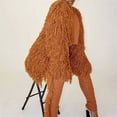 thumbnail image 7 of Brown Long Sleeve Coat, Acrylic Warm Winter Outwear Coats, Womens Cable Knit Fringe Tassel Mid Length Cardigans Open Front Sweater Cardigan Neck Fringe Jacket Trench Coat Outwear, M, 7 of 7