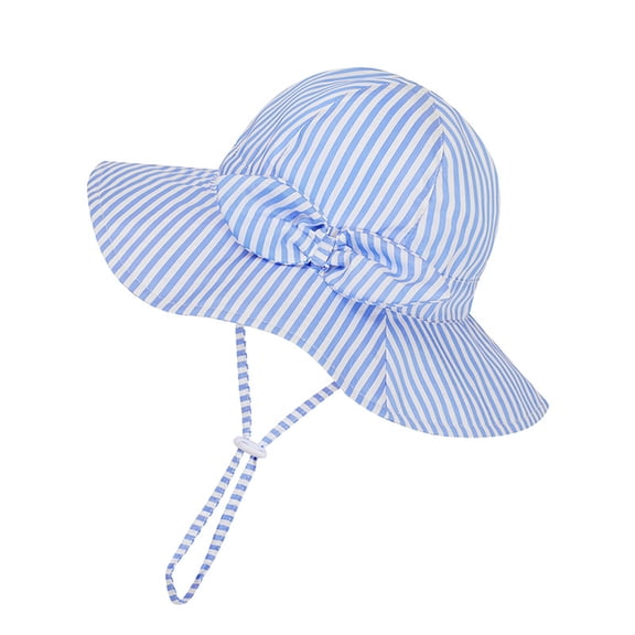 CMSHTD Bucket Hats for Kids Baby Girls Boys Summer, Outdoor Sun Children Breathable Adjustable Beach Hat, Blue 6-12 Months