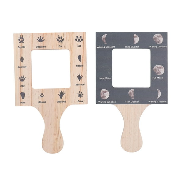 Yazoeia 2pcs Wooden Nature Guide Finder Frame Double Sided Kids Educational Toy Viewfinder Identification Guide for Children MY320-9370