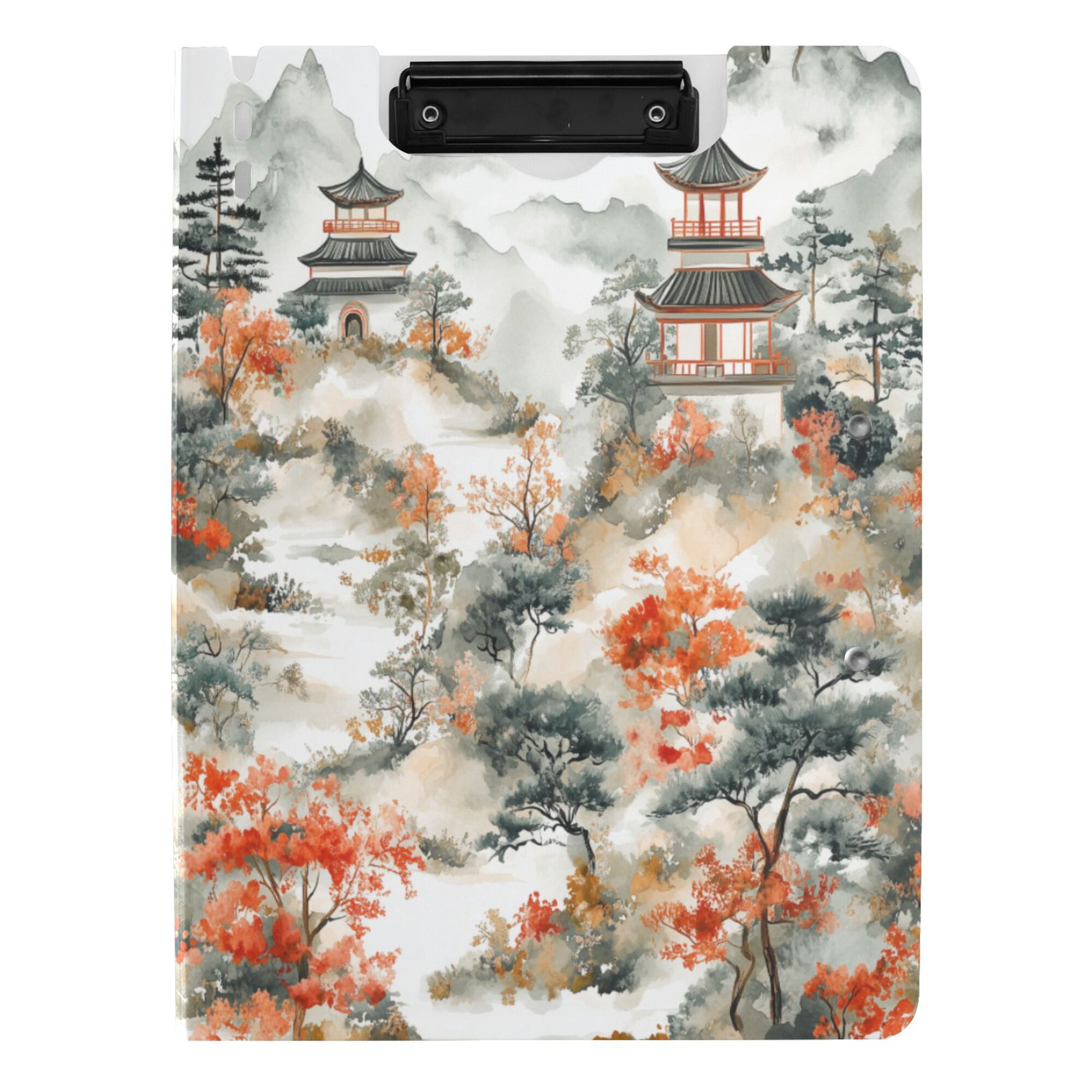 FORMRS A4 Clipboard Folder with Pen Holder Horizontal Foldable School Office Binder, Mountain Pattern