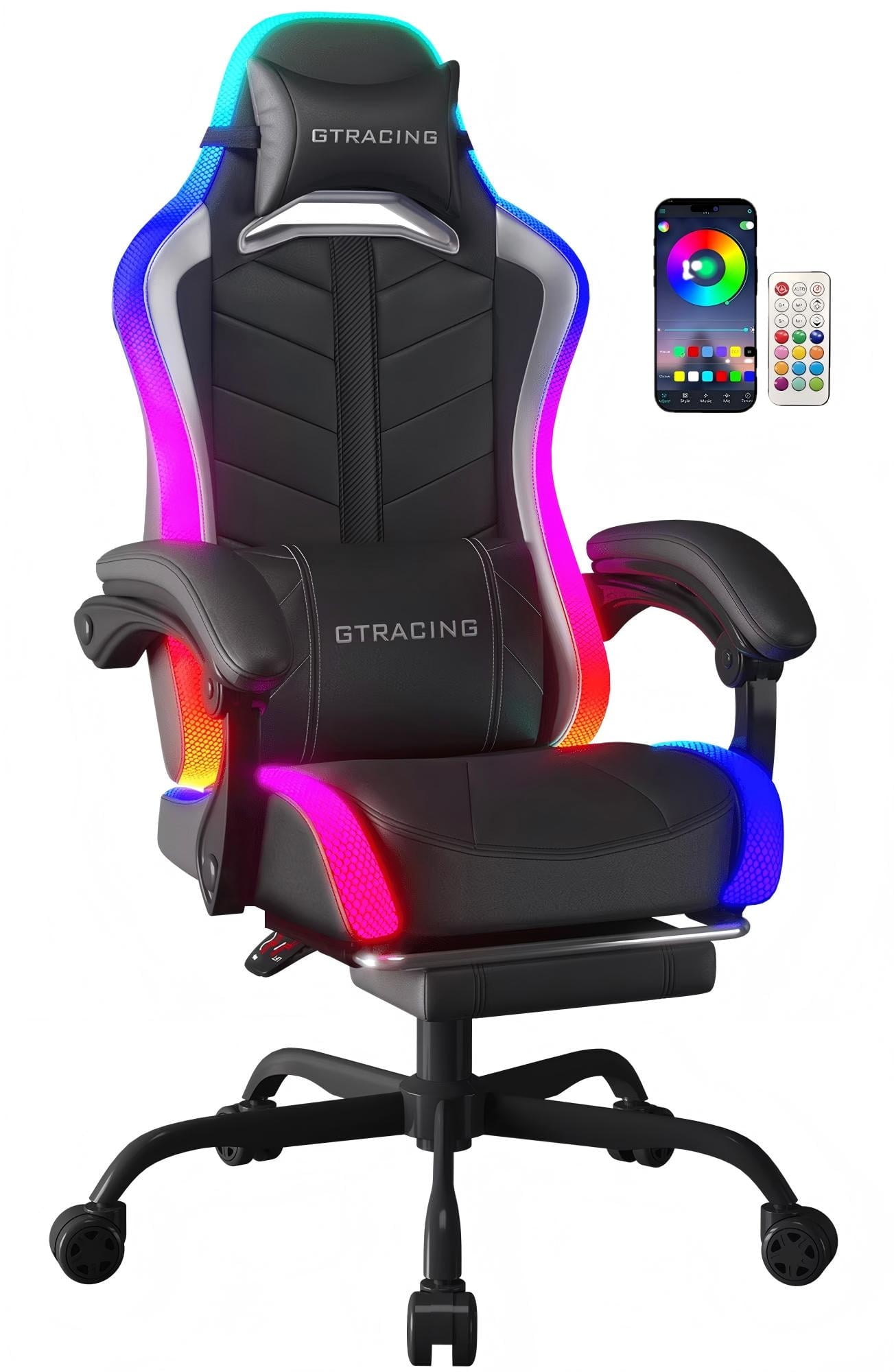 GTRACING GTW500 Lumina Elite LED Gaming Chair, Black