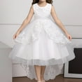 thumbnail image 2 of CAIVO Children Solid Color Lace Sleeveless Knee Length Wedding Dresses O-Neck Leisure Toddler Daily Wear, 2 of 4