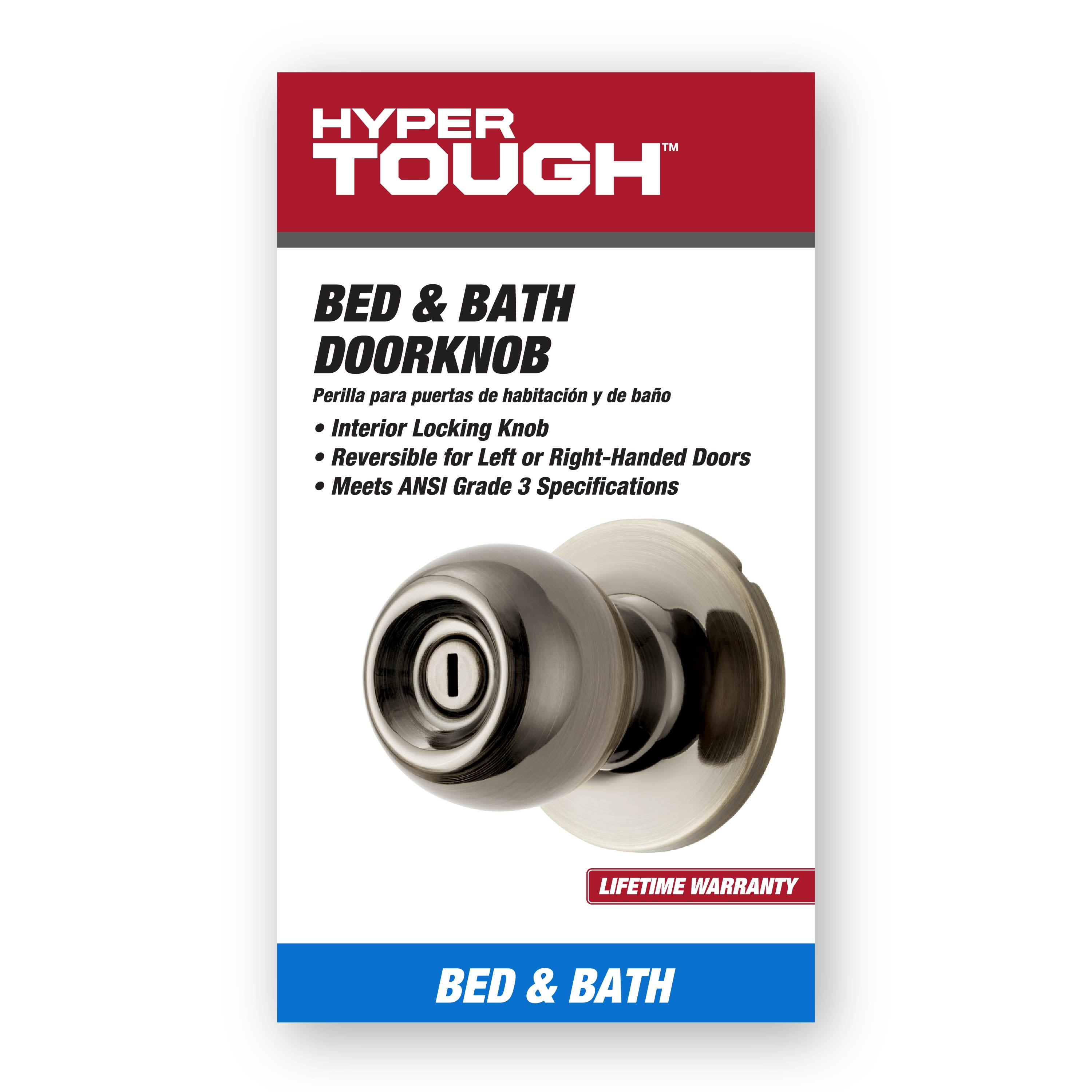 (4 pack) Hyper Tough Interior Locking Ball Privacy Bed and Bath Doorknob Antique Brass Finish