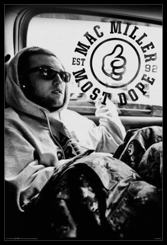 Mac Miller - BW Laminated & Framed Poster (24 x 36) - Walmart.com