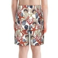 thumbnail image 4 of Wukai Starfish Shell Print Teen Beach Trunks with Compression Liner Swimsuit Quick Dry Beach Sports Shorts with Pocket - Large, 4 of 8