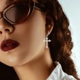 thumbnail image 2 of Rhinestone Cross Earrings Large Cross Dangle Earrings Shiny Earrings for Silver, 2 of 6