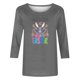 thumbnail image 4 of Mujeres 3/4 Manga Tops Impresión Casual Cuello Redondo Camiseta Top Blusa, Poliéster Toda la Temporada, 4 of 4