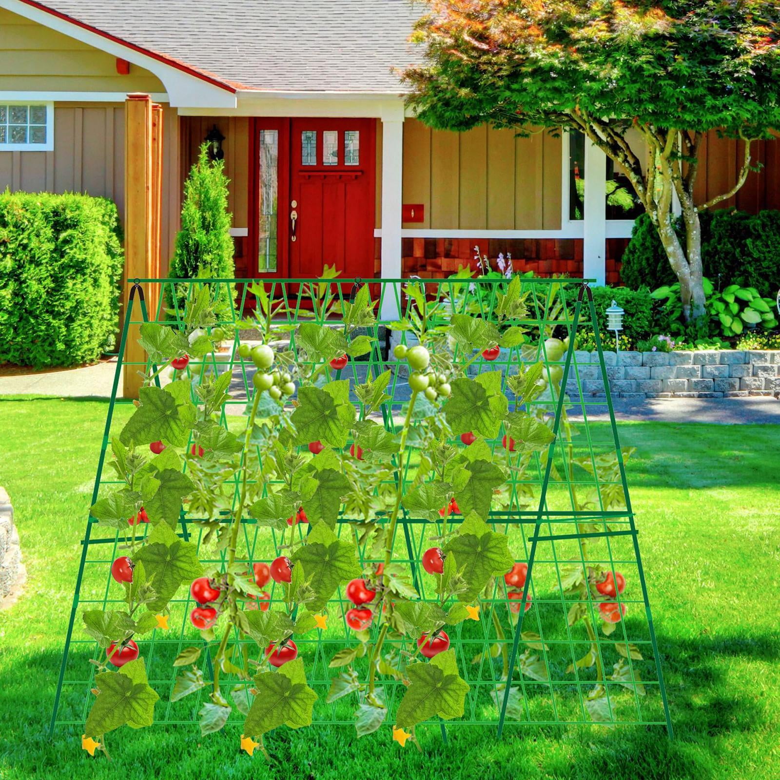 CarpNettore A Frame Garden Trellis Tomatoes Cucumber Trellis Plant Support with Climbing Net