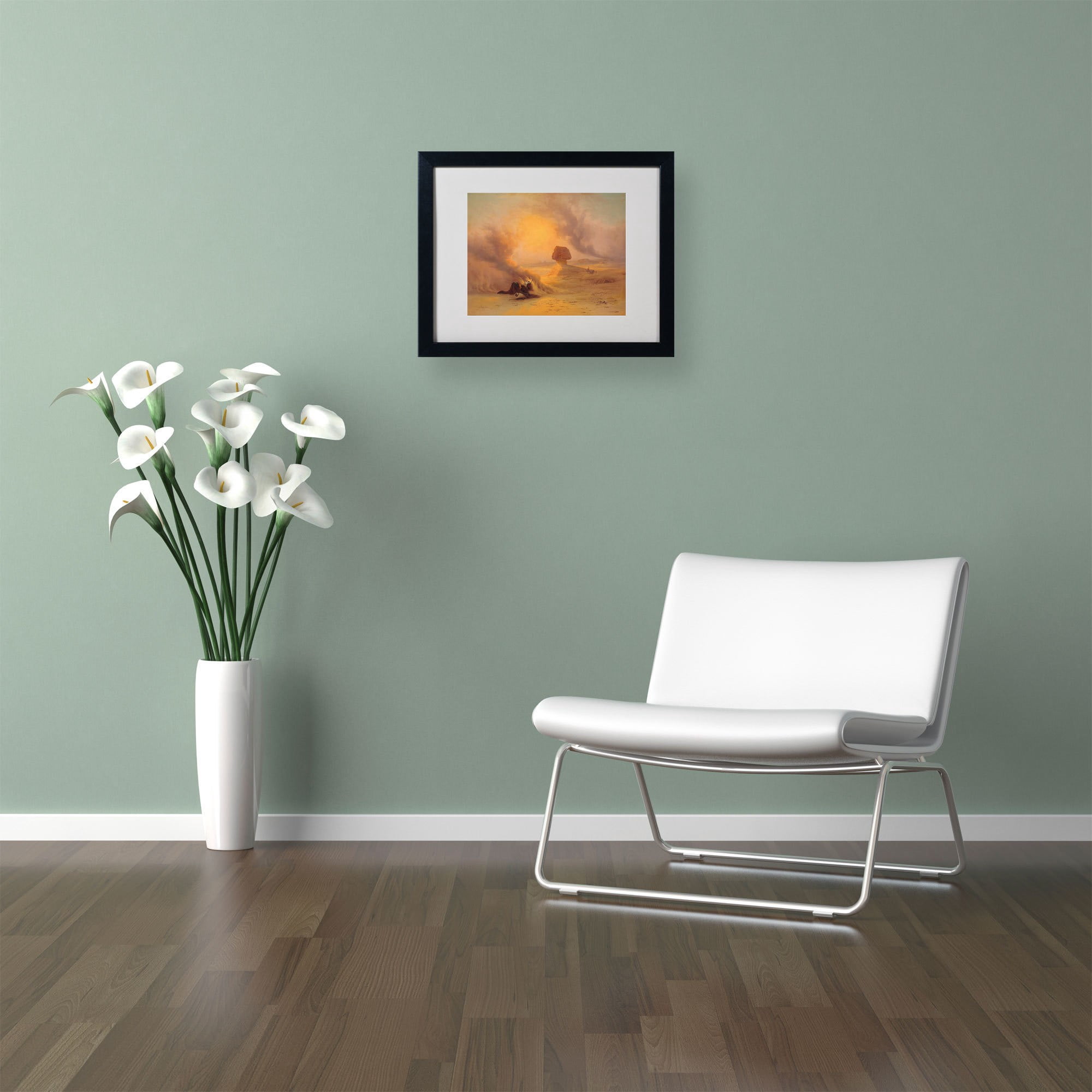 Trademark Fine Art "Caravan Caught in Sinum Wind" Canvas Art by Johann Frey, Black Frame