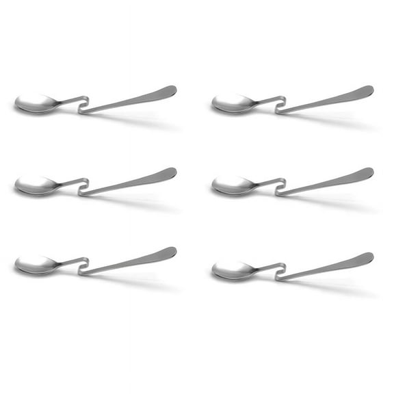6X Cute Curved Spoon Teaspoon Unique Condiment Drink Hanging Tea Coffee Dessert Stainless Steel Drink Tableware,6 x spoon