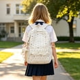 thumbnail image 2 of Weebloom Bow School Backpack For Kids Girls Cute Lace Print Full Coverage Casual Daypack Travel Large Bookbag Middle High School College White, 2 of 5