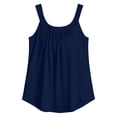 thumbnail image 4 of Women's Square Neck Pleated Sleeveless Tank Tops with Built in Bra Loose Flowy Beach Tank Shirts Lightweight Casual Summer Cami Blouses Dark Blue, 4 of 6
