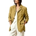thumbnail image 2 of IUYRTFE Women Lapel Collar Solid Color Button Down Jacket with Pockets for Fall Winter Casual Daily Wear, 2 of 6