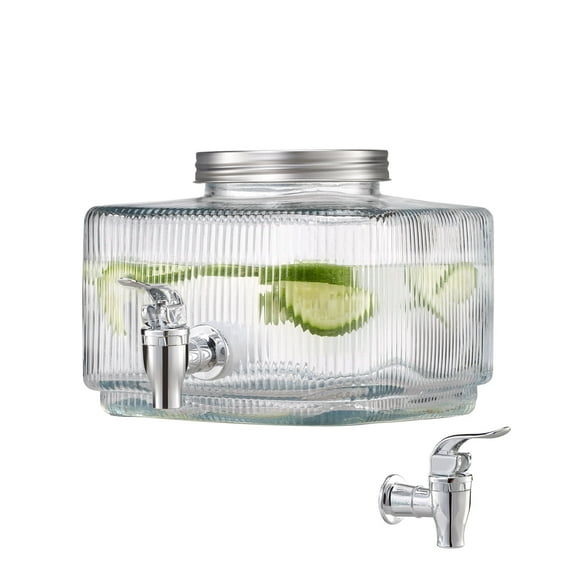 VEVOR Beverage Dispenser, 0.8 Gallon Drink Dispensers for Parties, Glass Juice Dispenser with No-Drip Spigot and Lid, Iced Tea Lemonade Juice Water Dispensers for Restaurants, Hotels, Parties