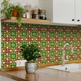 thumbnail image 2 of Mi Alma Green Yellow Floral Peel & Stick Vinyl Backsplash Tiles 5x5, 24 pcs, 2 of 10