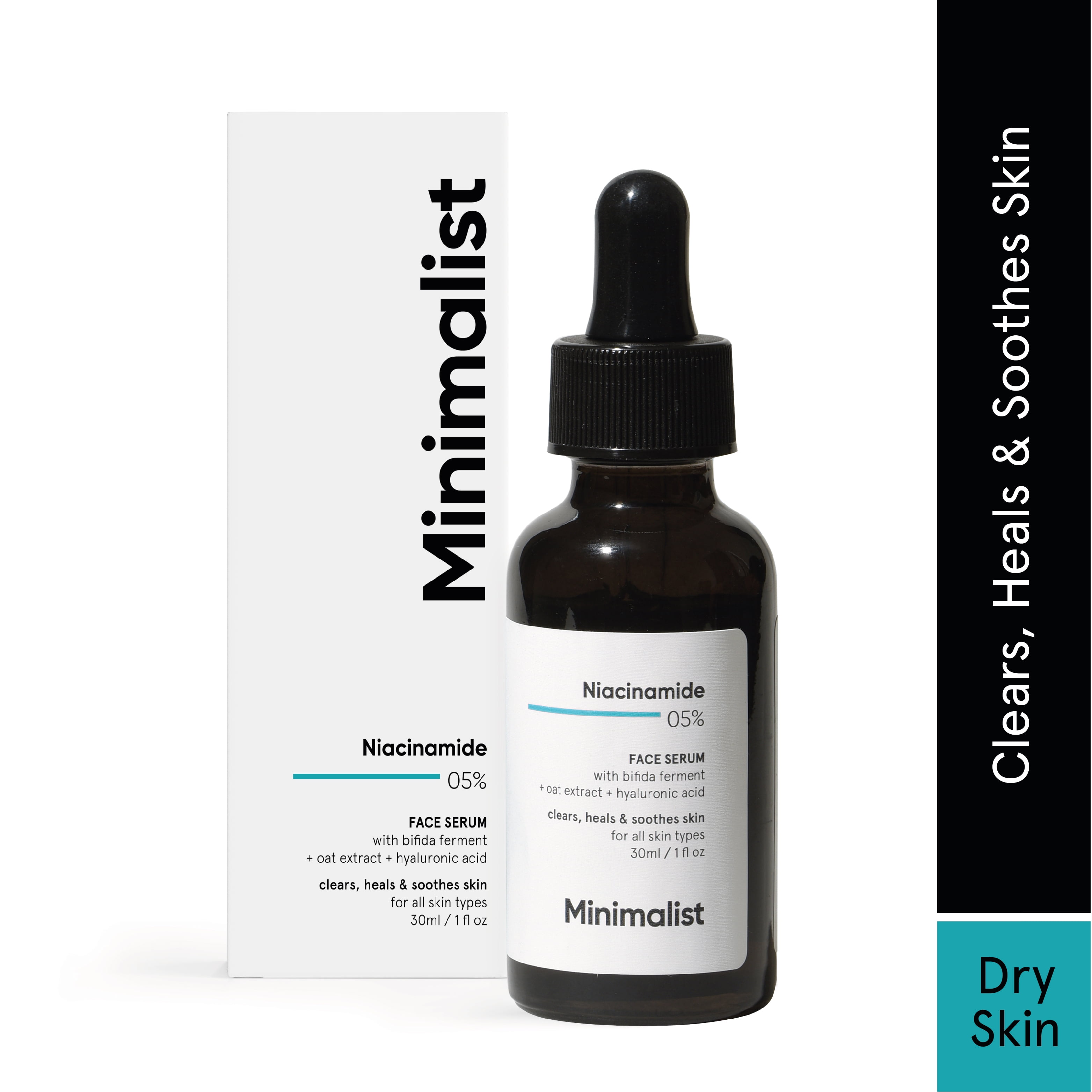 Minimalist 5% Niacinamide Face Serum for Clear Glowing Skin | For Women Men, 30 ml | Reduces Dullness, Hydrates Repairs Skin with Vit B3 Hyaluronic Acid | Day Night Serum for Dry Sensitive Skin