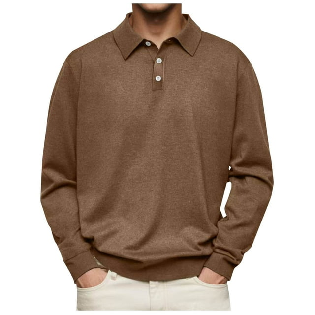 Blusa y camisa de manga larga con cuello vuelto para hombre, informal, de color liso, con botones, de terciopelo alemán, blusa de manga larga con cuello vuelto, camisa para hombre, tops de poliéster p