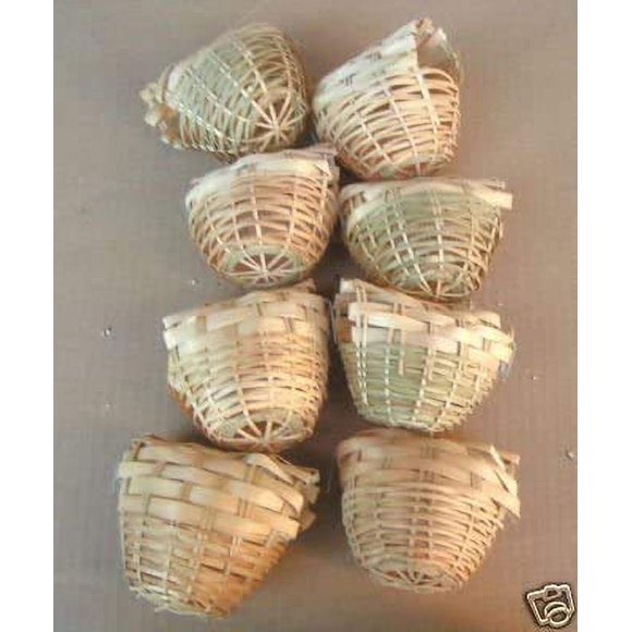 Mcage Finch Bird Bamboo Covered Bird Nest Lot of 8 - Small