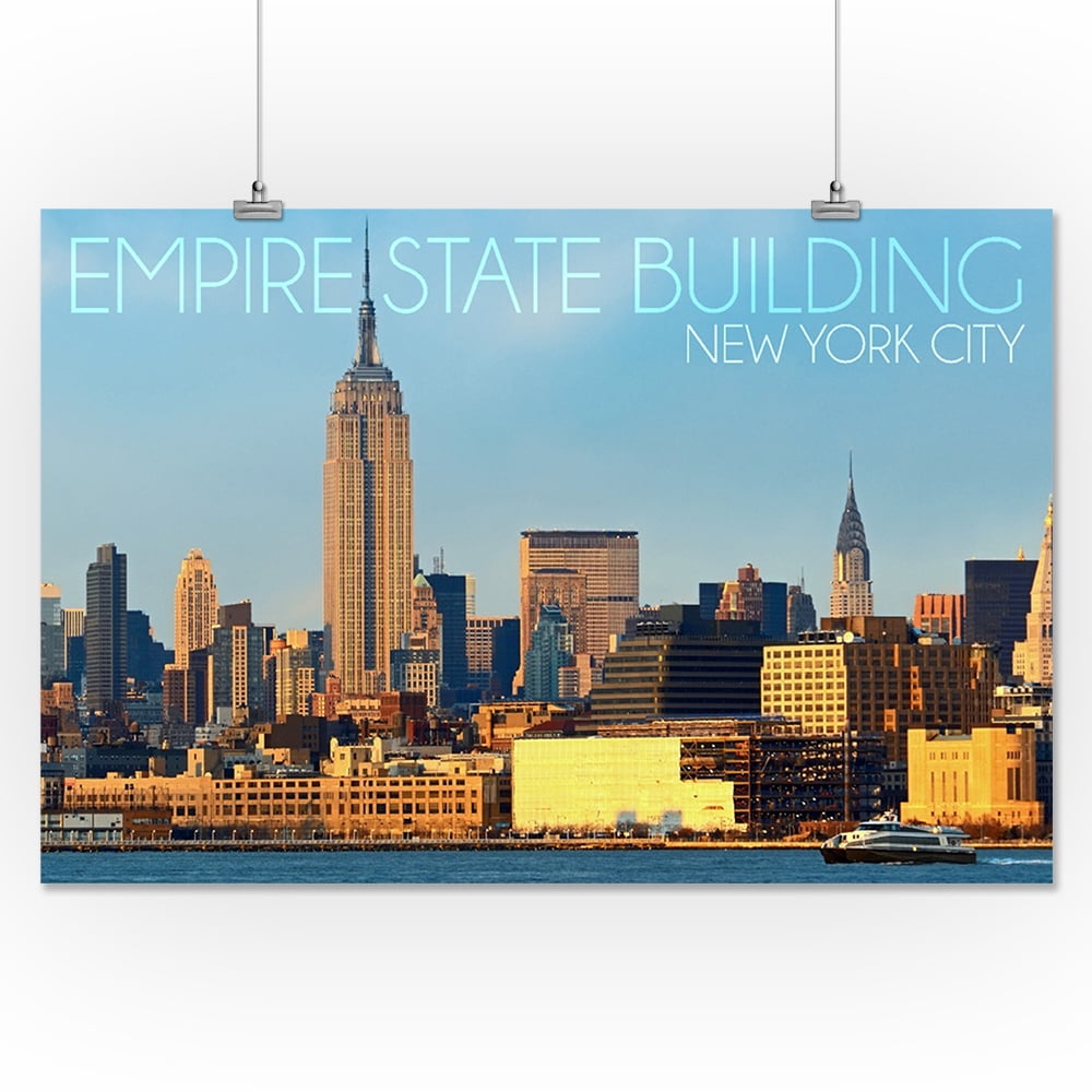 Cities New York City Empire State Building Blue Poster 12x18 inch 
