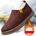 thumbnail image 5 of Snow Boots for Men Casual Suede Round Toe Furry Lined Slip on Booties Low Top Soft Sole Lightweight Warm Winter Walking Shoes Brown Size 9, 5 of 7