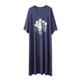 thumbnail image 2 of Karight Womens Short Sleeve Nightgown Cat Print Casual Loose Fit Midi Sleep Dress Soft Loungewear Nightshirt with Pockets, 2 of 5