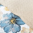 thumbnail image 6 of HoneiLife Blue and Gold Floral Microfiber Quilt, King - All Season, 6 of 7