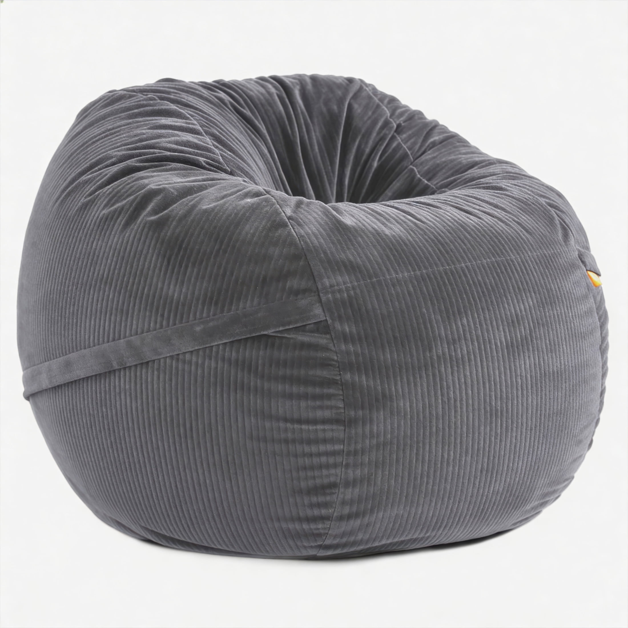 Luna 5 Foot X-Large Bean Bag Chair – Oversized Foam Lounger for Adults & Kids, Plush Corded Faux Fur, Grey