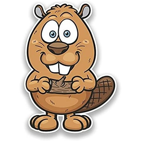 3 Pack - Cartoon Beaver Vinyl Stickers Animals - Sticker Graphic - Construction Toolbox, Hardhat, Lunchbox, Helmet, Mechanic, Luggage