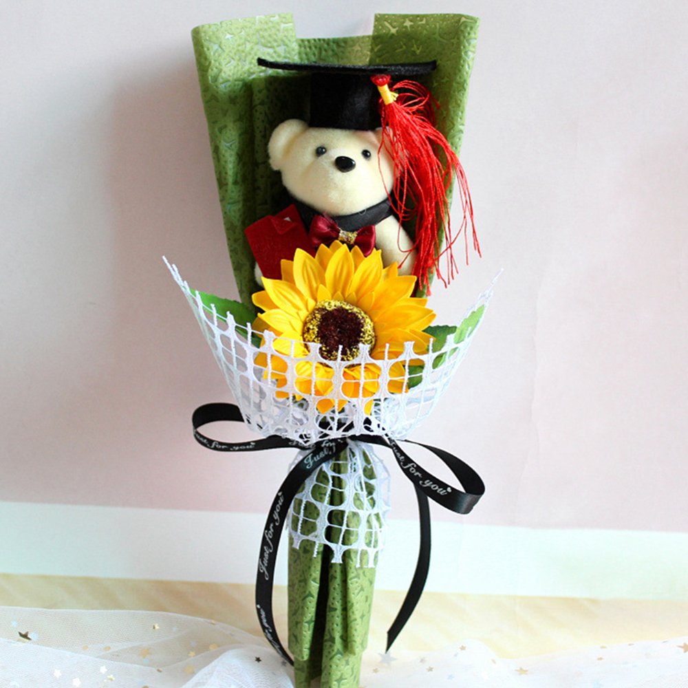 Graduation Romantic Bear Rose Soup Flower Cartoon Bouquet ...